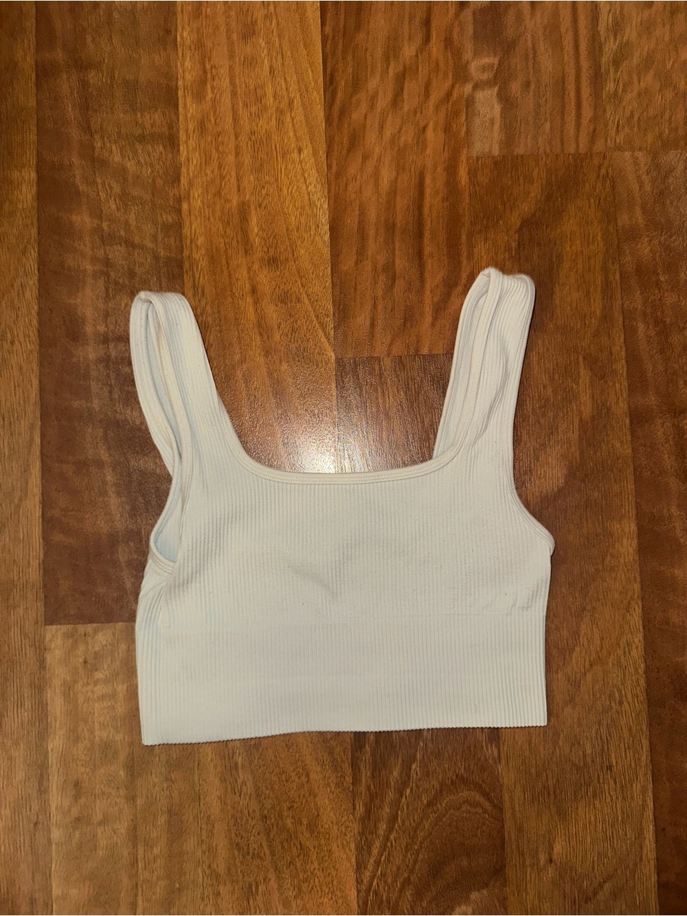 Glassons White Ribbed Square-Neck Crop Tank